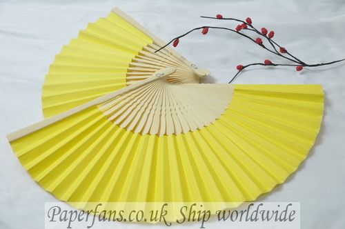 paper yellow foldable fan-